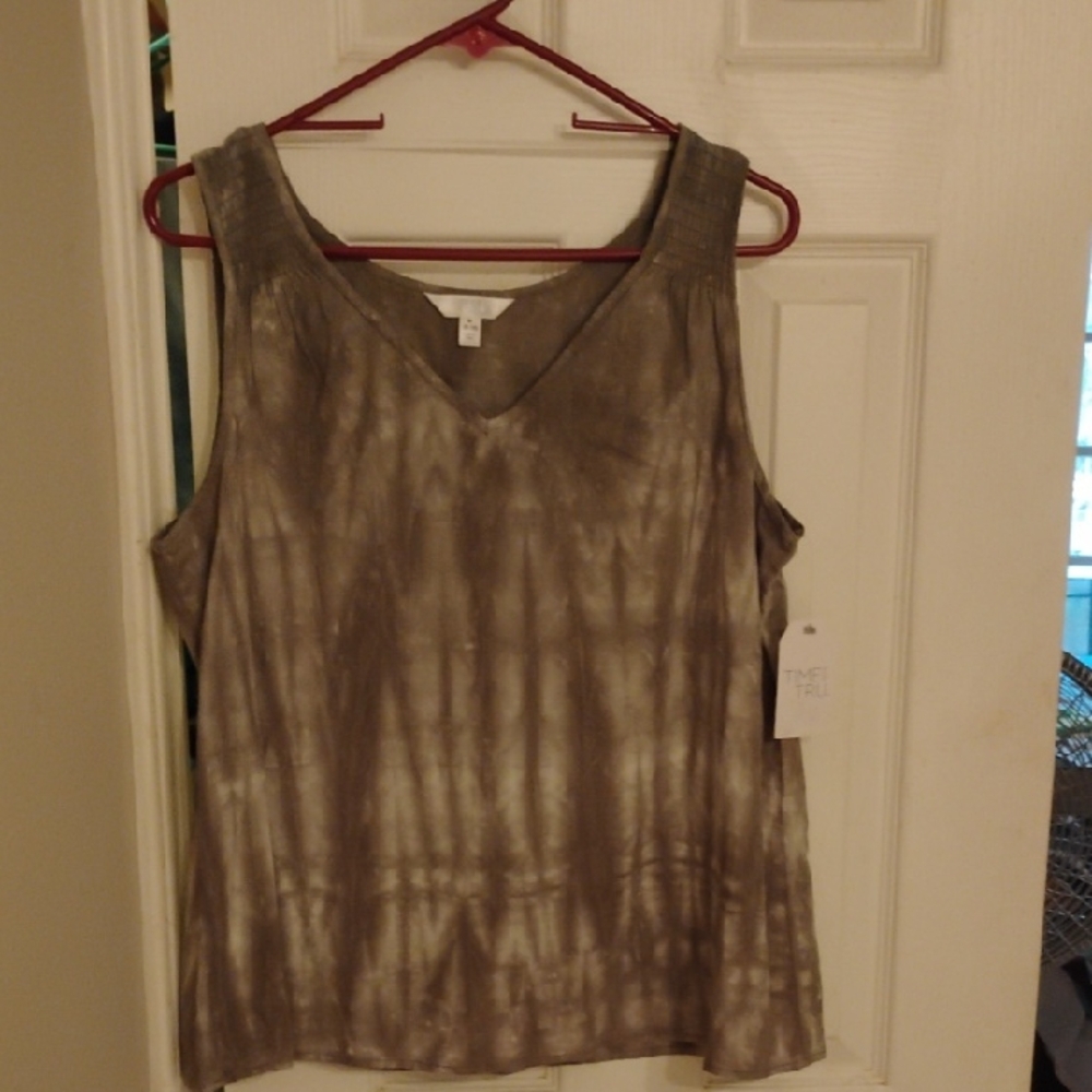 Time and Tru Women's Brown Tie-Dye Tank Top